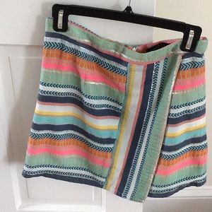 Brightly colored faux wrap skirt